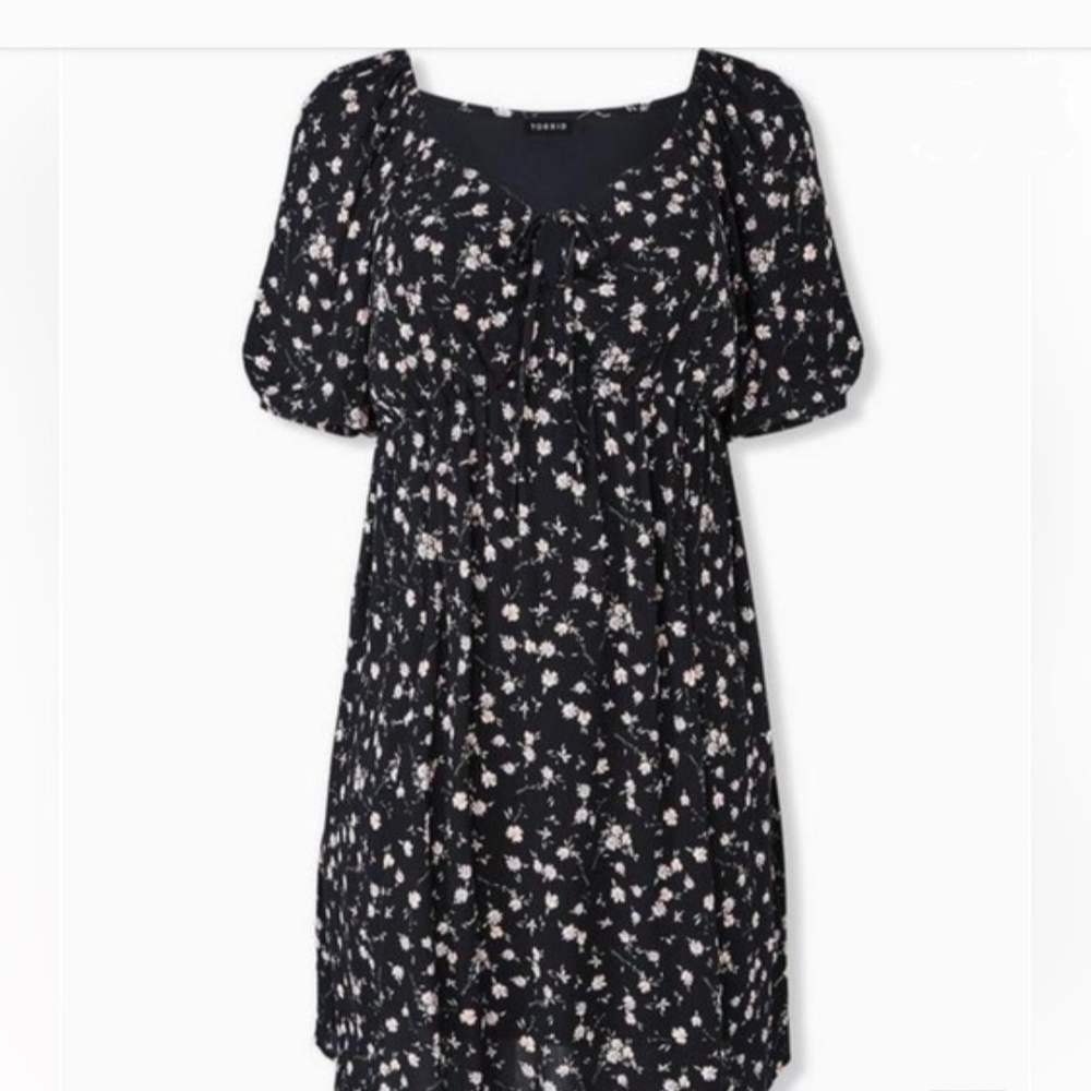 torrid Black Floral Tie-Front Dress